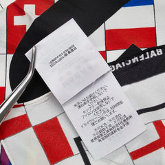 バレンシアガ ロゴ 国旗 スカーフ ホワイト マルチカラー シルク レディース BALENCIAGA 【中古】