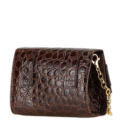 サルヴァトーレフェラガモ ヴァラリボン がま口 チェーン ミニショルダーバッグ AQ213202 ブラウン レザー レディース Salvatore Ferragamo 【中古】