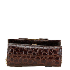 サルヴァトーレフェラガモ ヴァラリボン がま口 チェーン ミニショルダーバッグ AQ213202 ブラウン レザー レディース Salvatore Ferragamo 【中古】