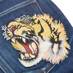 グッチ タイガー デニムパンツ サイズ：32 ブルー デニム レディース GUCCI 【中古】