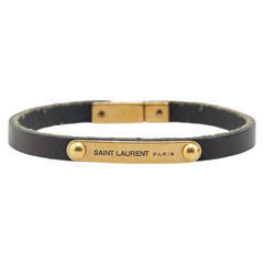 サンローラン ロゴ ブレスレット ブラック レザー レディース SAINT LAURENT 【中古】