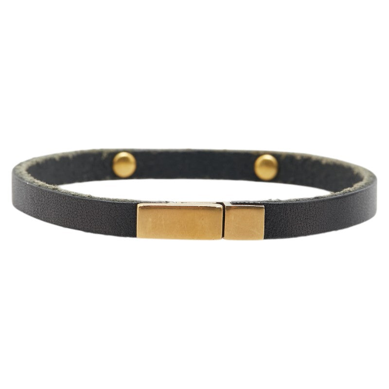 サンローラン ロゴ ブレスレット ブラック レザー レディース SAINT LAURENT 【中古】