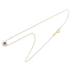 K18YG イエローゴールド サファイア0.32ct ダイヤ0.30ct ハート モチーフ ペンダントネックレス レディース 【中古】