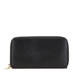 ステラマッカートニー パンチングロゴ ラウンドファスナー 長財布 ブラック レザー レディース Stella McCartney 【中古】