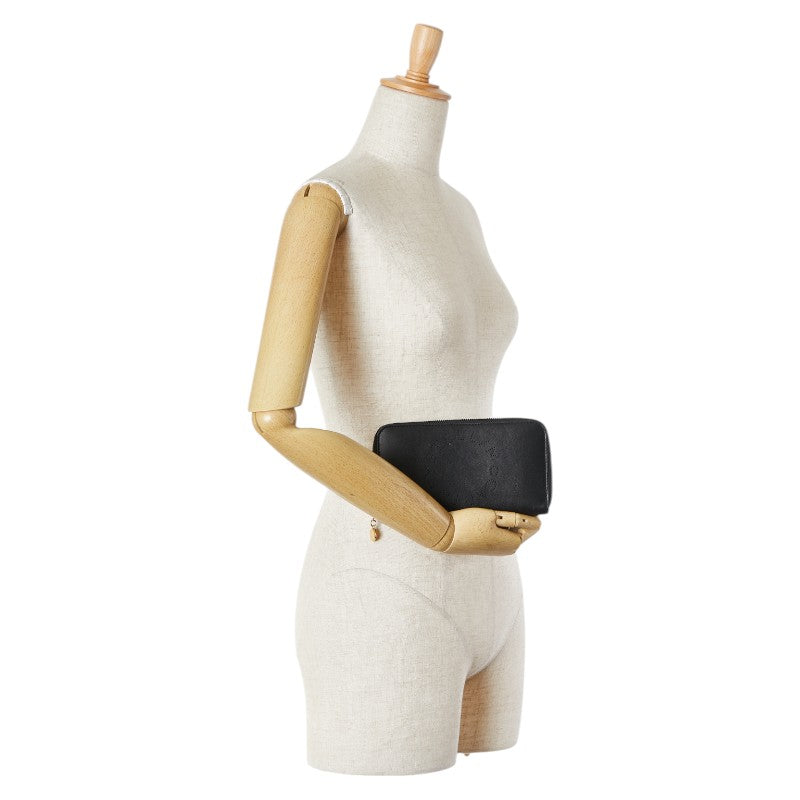 ステラマッカートニー パンチングロゴ ラウンドファスナー 長財布 ブラック レザー レディース Stella McCartney 【中古】