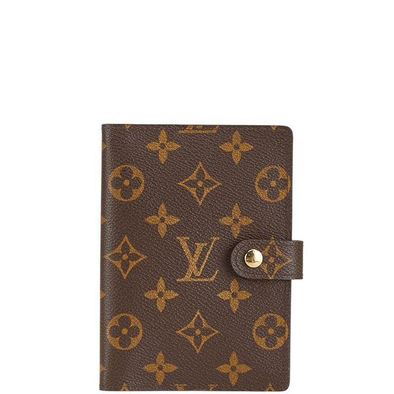 ルイ ヴィトン モノグラム アジェンダPM 手帳カバー 6穴 R20005 ブラウン PVC レザー レディース LOUIS VUITTON 【中古】
