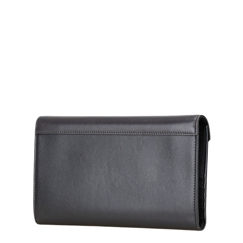 セリーヌ トライフォールデッド マルチファンクション 長財布 ブラック ピンク レザー レディース CELINE 【中古】