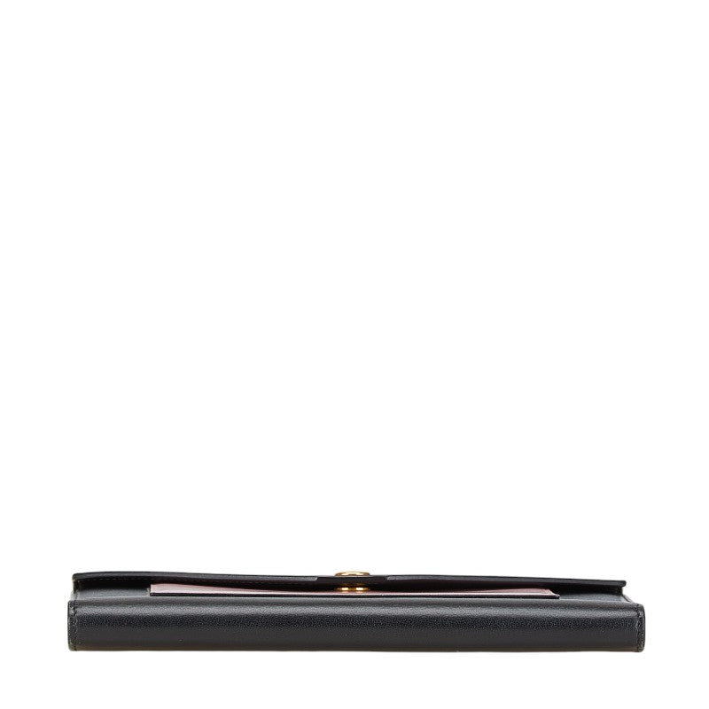 セリーヌ トライフォールデッド マルチファンクション 長財布 ブラック ピンク レザー レディース CELINE 【中古】