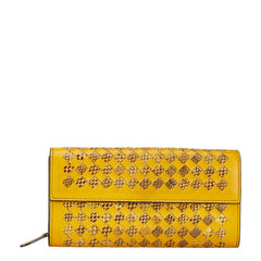 ボッテガヴェネタ イントレチャート 長財布 イエロー レザー パイソン レディース BOTTEGAVENETA 【中古】