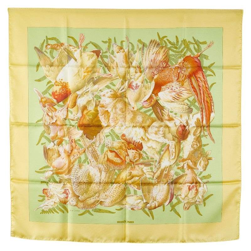 エルメス カレ90 H de LINARES リナレス スカーフ イエロー マルチカラー シルク レディース HERMES 【中古】