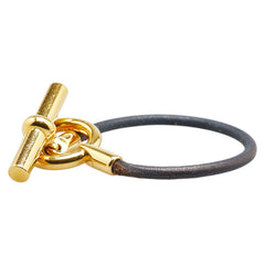 エルメス グレナン ブレスレット ゴールド ブラウン メッキ レザー レディース HERMES 【中古】