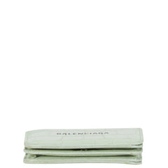 バレンシアガ クロコ型押し 二つ折り財布 655624 ミントグリーン レザー レディース BALENCIAGA 【中古】