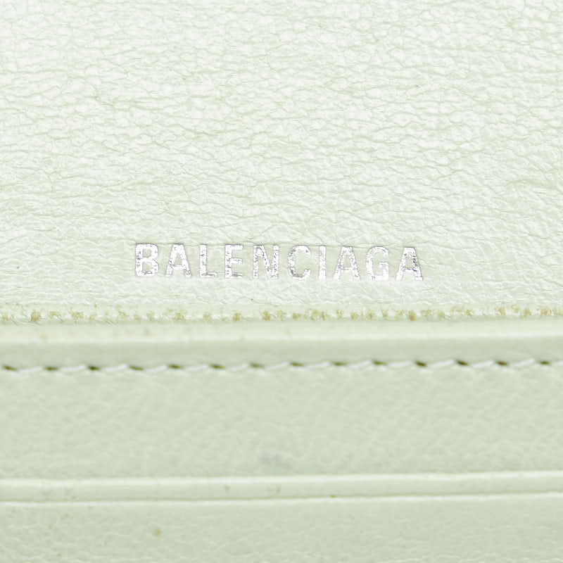 バレンシアガ クロコ型押し 二つ折り財布 655624 ミントグリーン レザー レディース BALENCIAGA 【中古】