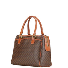 セリーヌ マカダム ハンドバッグ ミニボストンバッグ ブラウン PVC レザー レディース CELINE 【中古】