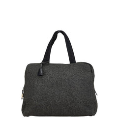 プラダ 三角ロゴプレート ハンドバッグ トートバッグ グレー ウール レディース PRADA 【中古】