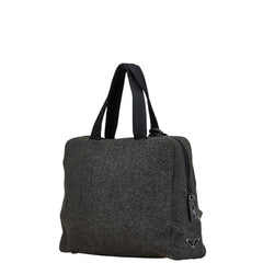 プラダ 三角ロゴプレート ハンドバッグ トートバッグ グレー ウール レディース PRADA 【中古】