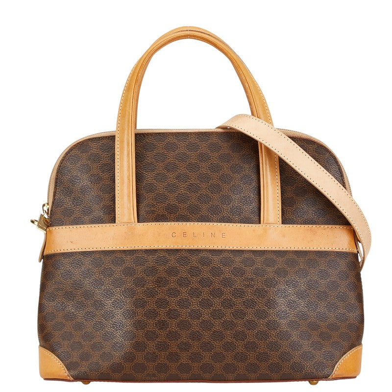 セリーヌ マカダム ハンドバッグ ショルダーバッグ 2WAY ブラウン PVC レザー レディース CELINE 【中古】