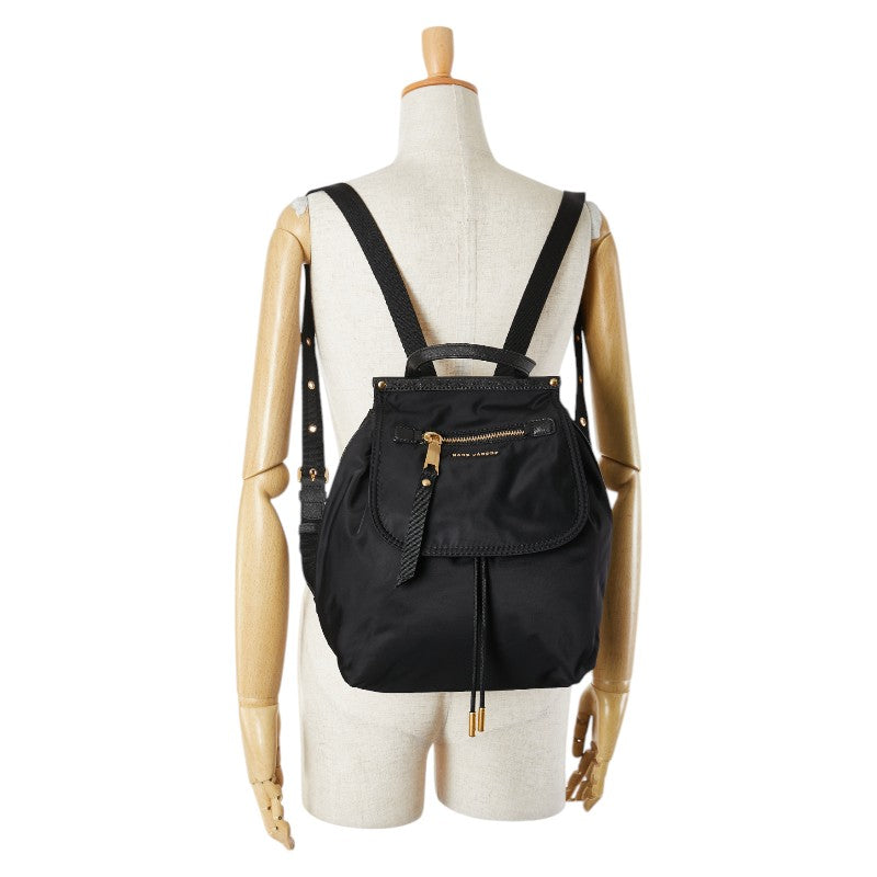 マークバイマークジェイコブス トゥルーパー リュック バックパック ブラック ゴールド ナイロン レザー レディース MARC BY MARC JACOBS 【中古】
