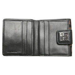 ジバンシー ロゴ 二つ折り財布 Wホック コンパクト 財布 ブラック ゴールド キャンバス レザー レディース Givenchy 【中古】