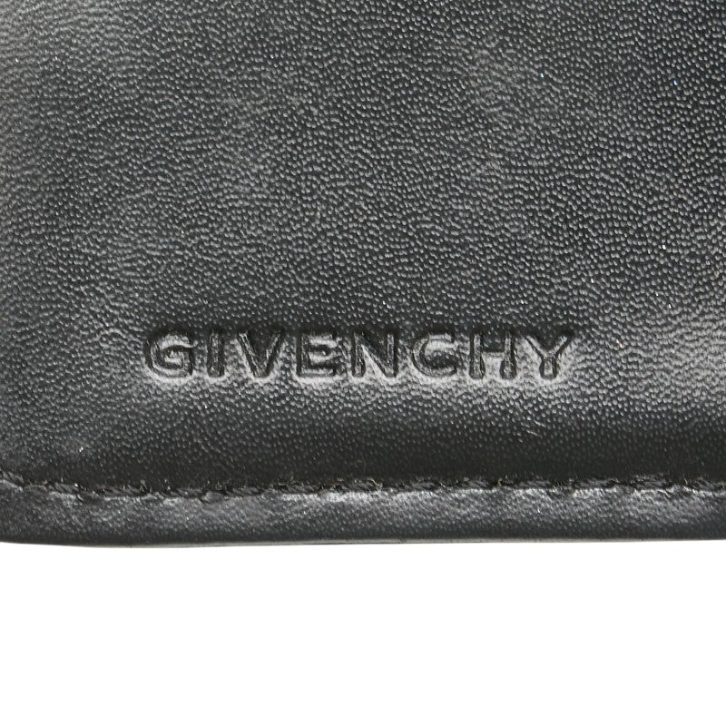 ジバンシー ロゴ 二つ折り財布 Wホック コンパクト 財布 ブラック ゴールド キャンバス レザー レディース Givenchy 【中古】
