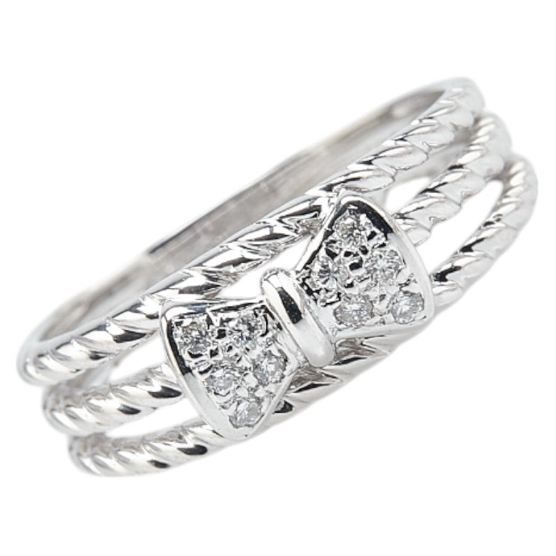 ポンテヴェキオ K18WG ホワイトゴールド ダイヤ0.10ct リボン モチーフ リング 指輪 レディース Ponte Vecchio 13号 【中古】