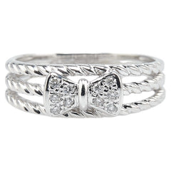 ポンテヴェキオ K18WG ホワイトゴールド ダイヤ0.10ct リボン モチーフ リング 指輪 レディース Ponte Vecchio 13号 【中古】