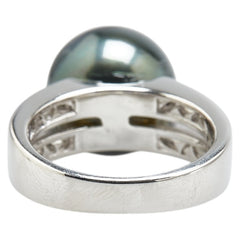 Pt900 プラチナ 黒蝶真珠12.2mm ダイヤ0.64ct リング 指輪 レディース 10.5号 【中古】