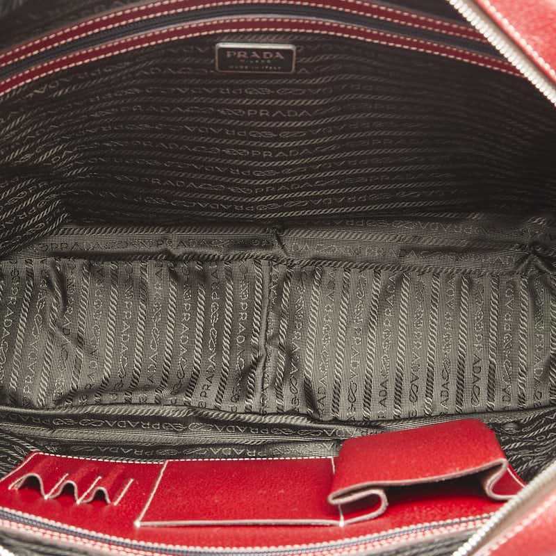 プラダ ハンドバッグ ビジネスバッグ V00463 レッド レザー レディース PRADA 【中古】