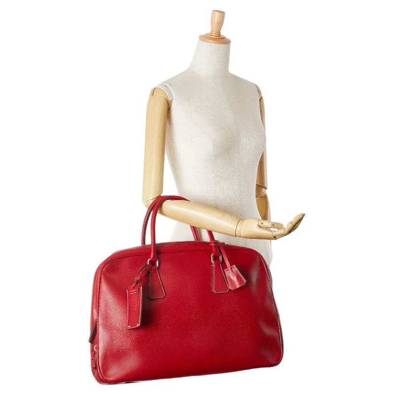 プラダ ハンドバッグ ビジネスバッグ V00463 レッド レザー レディース PRADA 【中古】