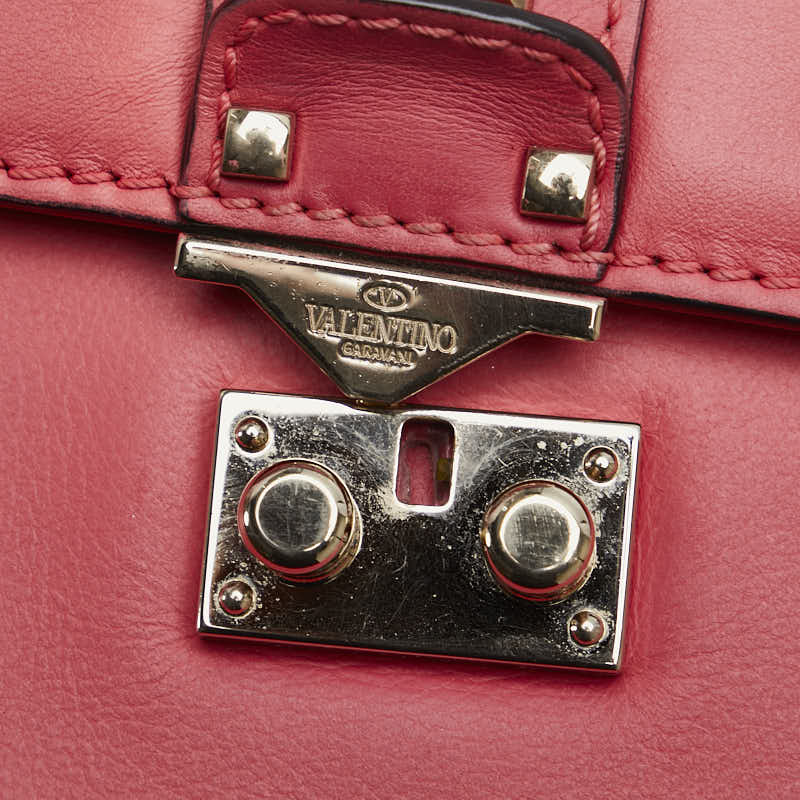 ヴァレンチノ ロックスタッズ チェーン ショルダーバッグ ピンク レザー レディース Valentino 【中古】