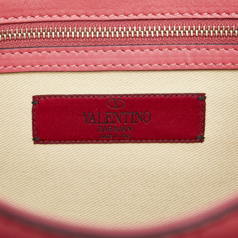 ヴァレンチノ ロックスタッズ チェーン ショルダーバッグ ピンク レザー レディース Valentino 【中古】