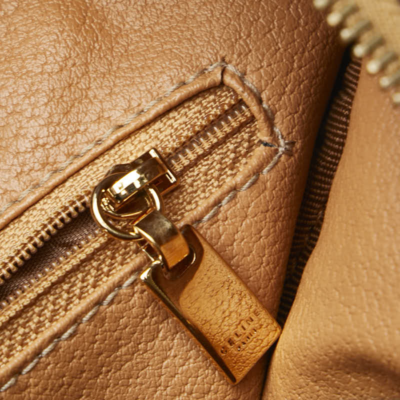 セリーヌ マカダム ボストンバッグ ブラウン PVC レザー レディース CELINE 【中古】