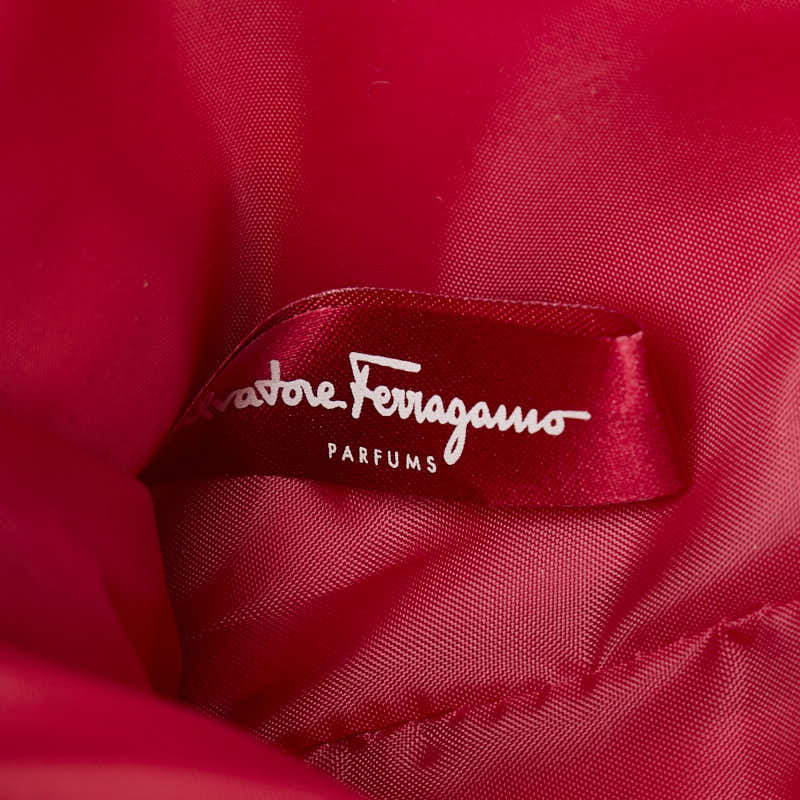 サルヴァトーレフェラガモ トンボ 花 フラワー ハンドバッグ ピンク マルチカラー サテン スエード レディース Salvatore Ferragamo 【中古】