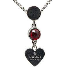 グッチ トレードマーク ドロップ ペンダント ハート ネックレス 325871 08241 8166 シルバー レッド クリスタル メタル レディース GUCCI 【中古】