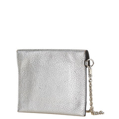 ミュウミュウ マドラス スリム ラブ ピース メタリック ミニウォレット ポーチ 5MF01P シルバー ブラック レザー レディース MIUMIU 【中古】