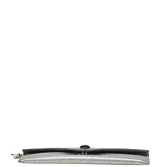 ミュウミュウ マドラス スリム ラブ ピース メタリック ミニウォレット ポーチ 5MF01P シルバー ブラック レザー レディース MIUMIU 【中古】