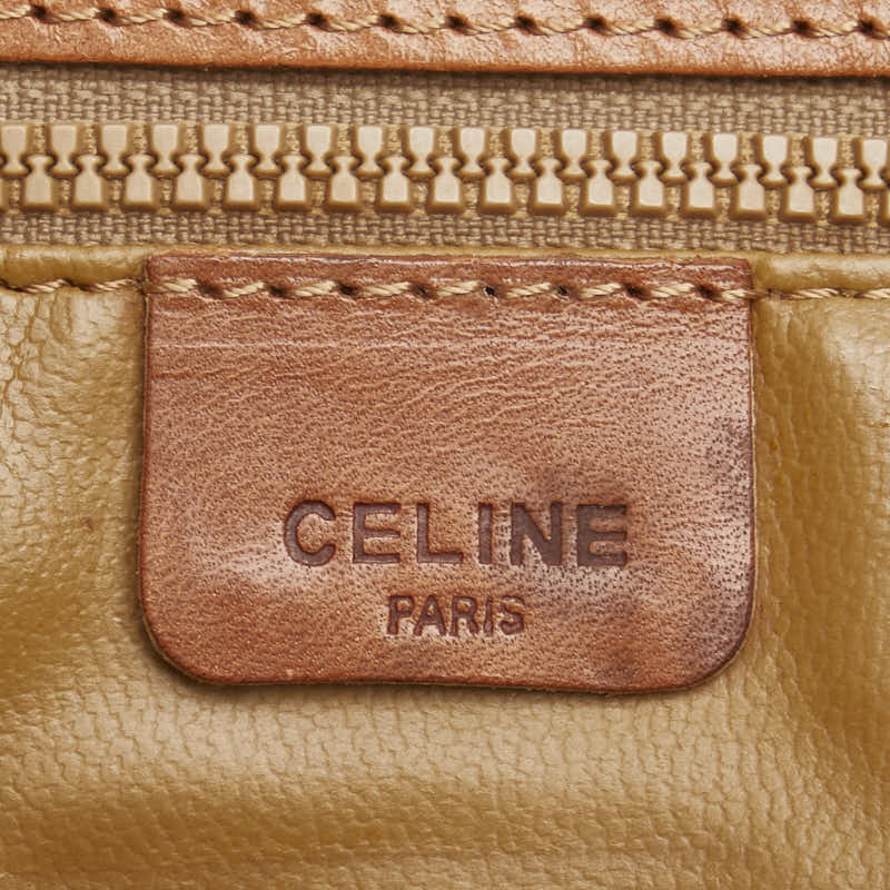 セリーヌ マカダム 斜め掛け ショルダーバッグ ベージュ ブラウン PVC レザー レディース CELINE 【中古】