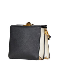 プラダ サフィアーノ 斜め掛け ショルダーバッグ ブラック ホワイト レザー レディース PRADA 【中古】
