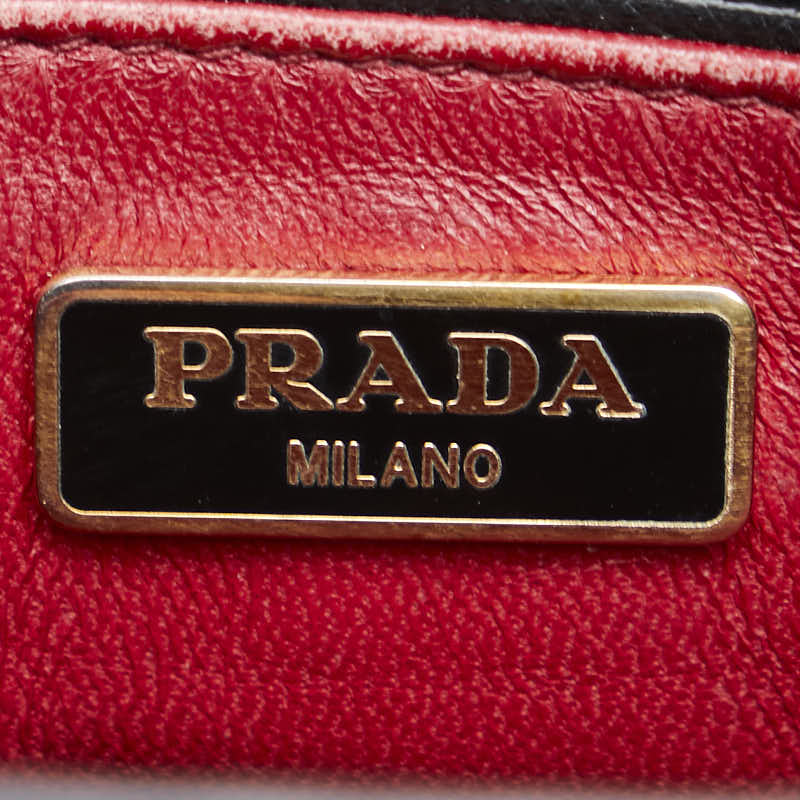 プラダ サフィアーノ 斜め掛け ショルダーバッグ ブラック ホワイト レザー レディース PRADA 【中古】