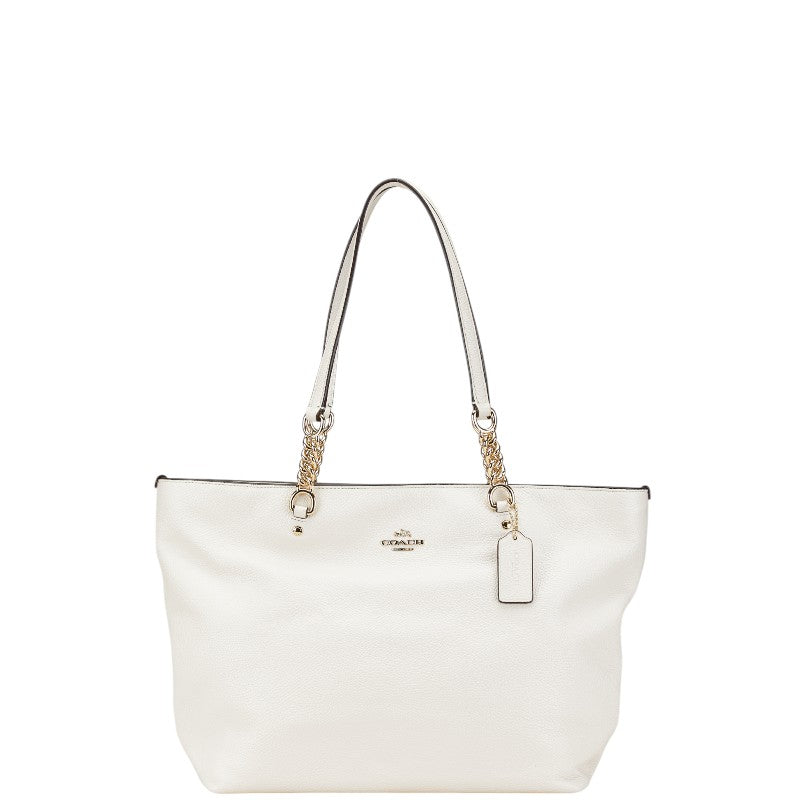 コーチ チェーン ハンドバッグ トートバッグ 36600 ホワイト レザー レディース COACH 【中古】