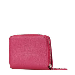 サンローラン YSLロゴ ラウンドファスナー 二つ折り財布 ピンク レザー レディース SAINT LAURENT 【中古】