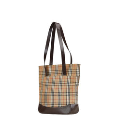 バーバリー ノバチェック トートバッグ ショルダーバッグ ベージュ ブラウン キャンバス レザー レディース BURBERRY 【中古】
