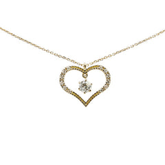 K18YG イエローゴールド ダイヤ0.30ct ハート モチーフ ペンダントネックレス レディース 【中古】