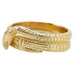 K18YG イエローゴールド ダイヤ スネーク ヘビ 蛇 モチーフ リング 指輪 レディース 7号 【中古】