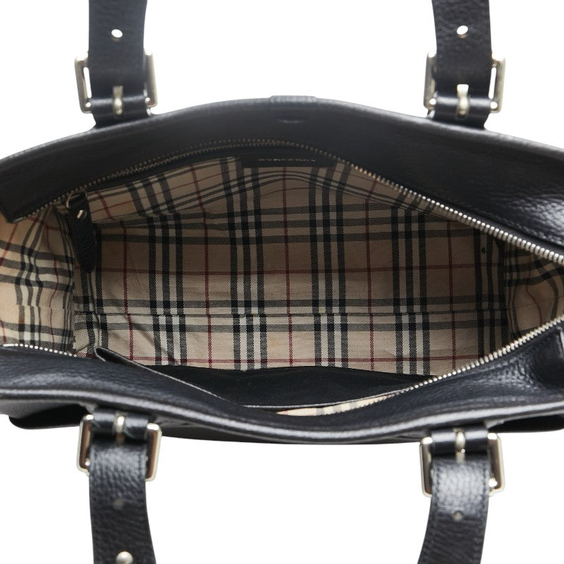 バーバリー ノバチェック ハンドバッグ ブラック レザー レディース BURBERRY 【中古】