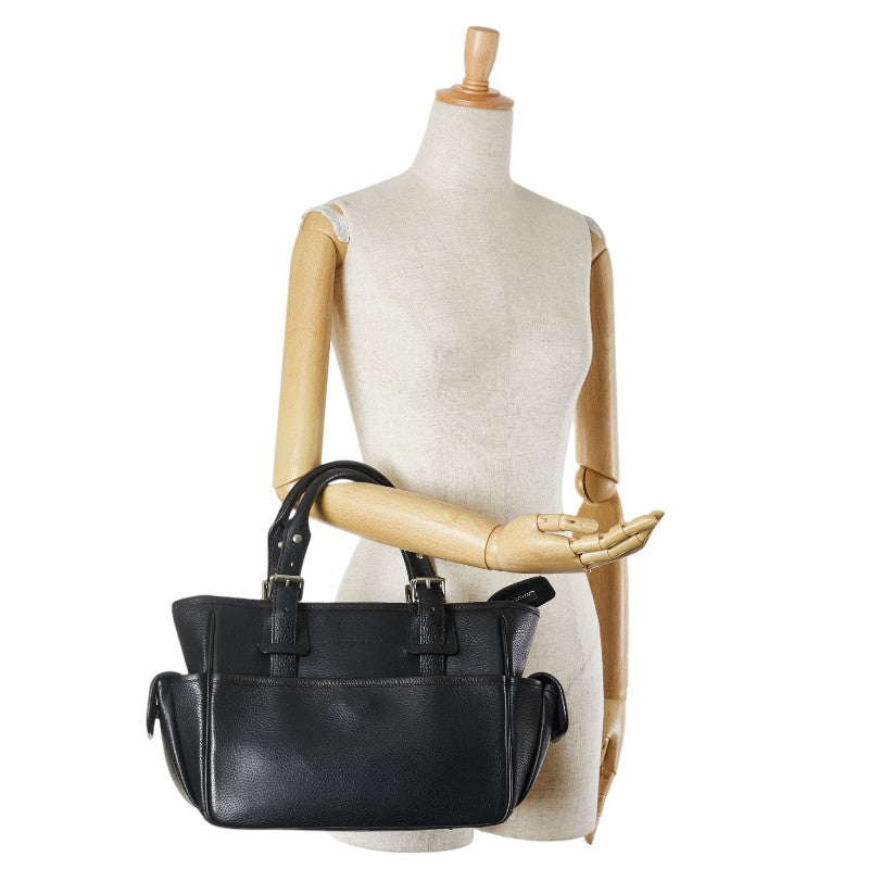 バーバリー ノバチェック ハンドバッグ ブラック レザー レディース BURBERRY 【中古】