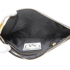 モスキーノ ベアプリント クマ クラッチバッグ ピンク PVC レザー レディース MOSCHINO 【中古】