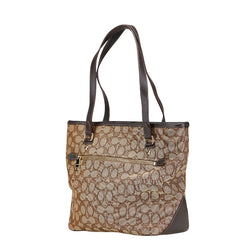 コーチ シグネチャー ハンドバッグ トートバッグ F58282 ブラウン キャンバス レザー レディース COACH 【中古】