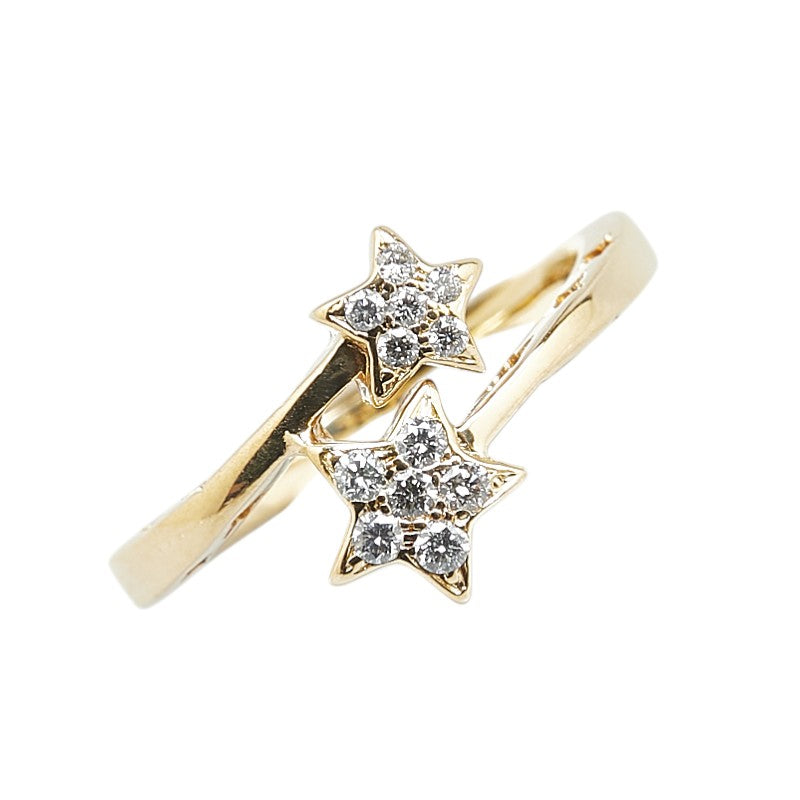 K18YG イエローゴールド ダイヤ0.15ct スター 星 モチーフ リング 指輪 レディース 8.5号 【中古】