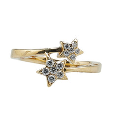 K18YG イエローゴールド ダイヤ0.15ct スター 星 モチーフ リング 指輪 レディース 8.5号 【中古】